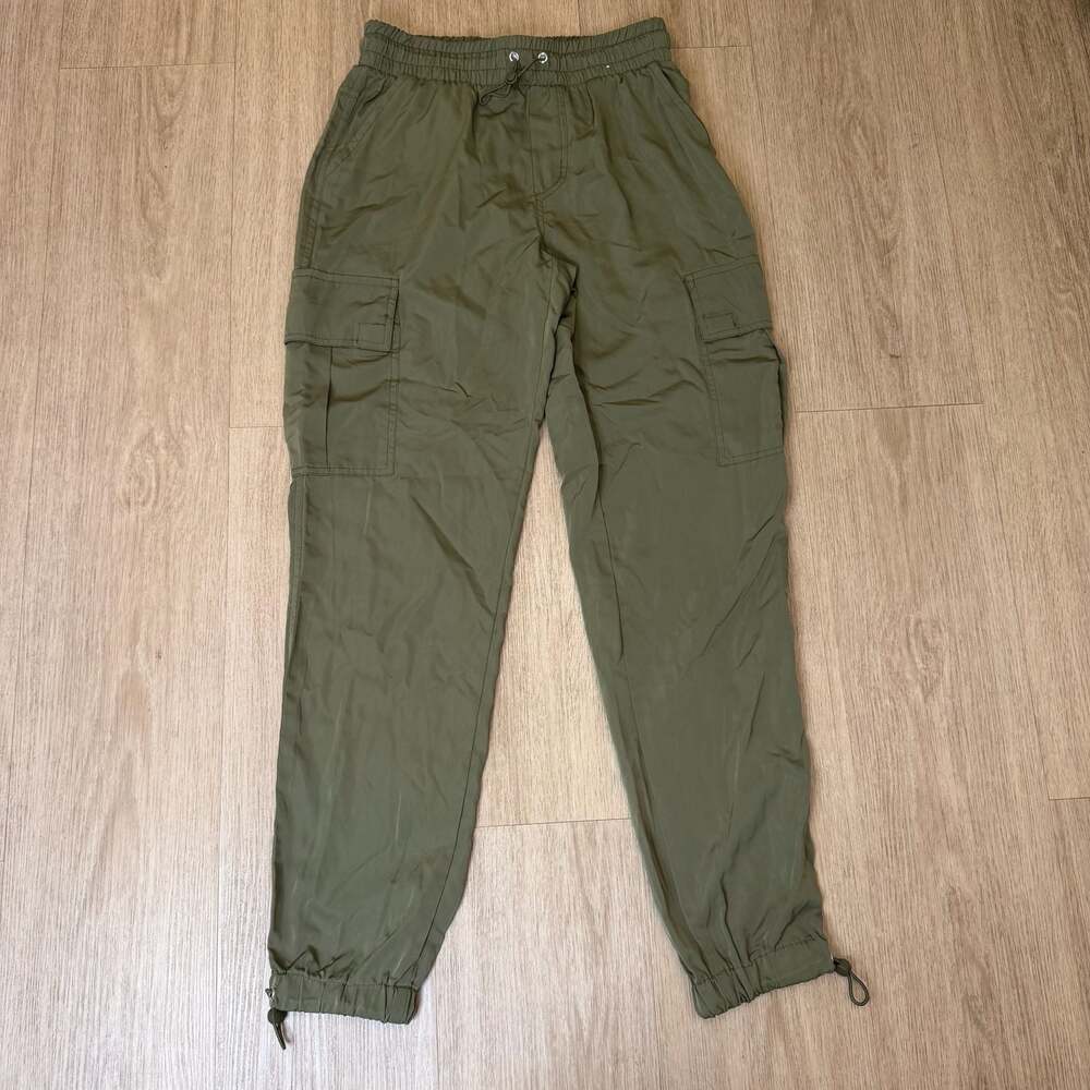 Love Streak Olive Green Nylon Cargo Jogger Pants Size XS